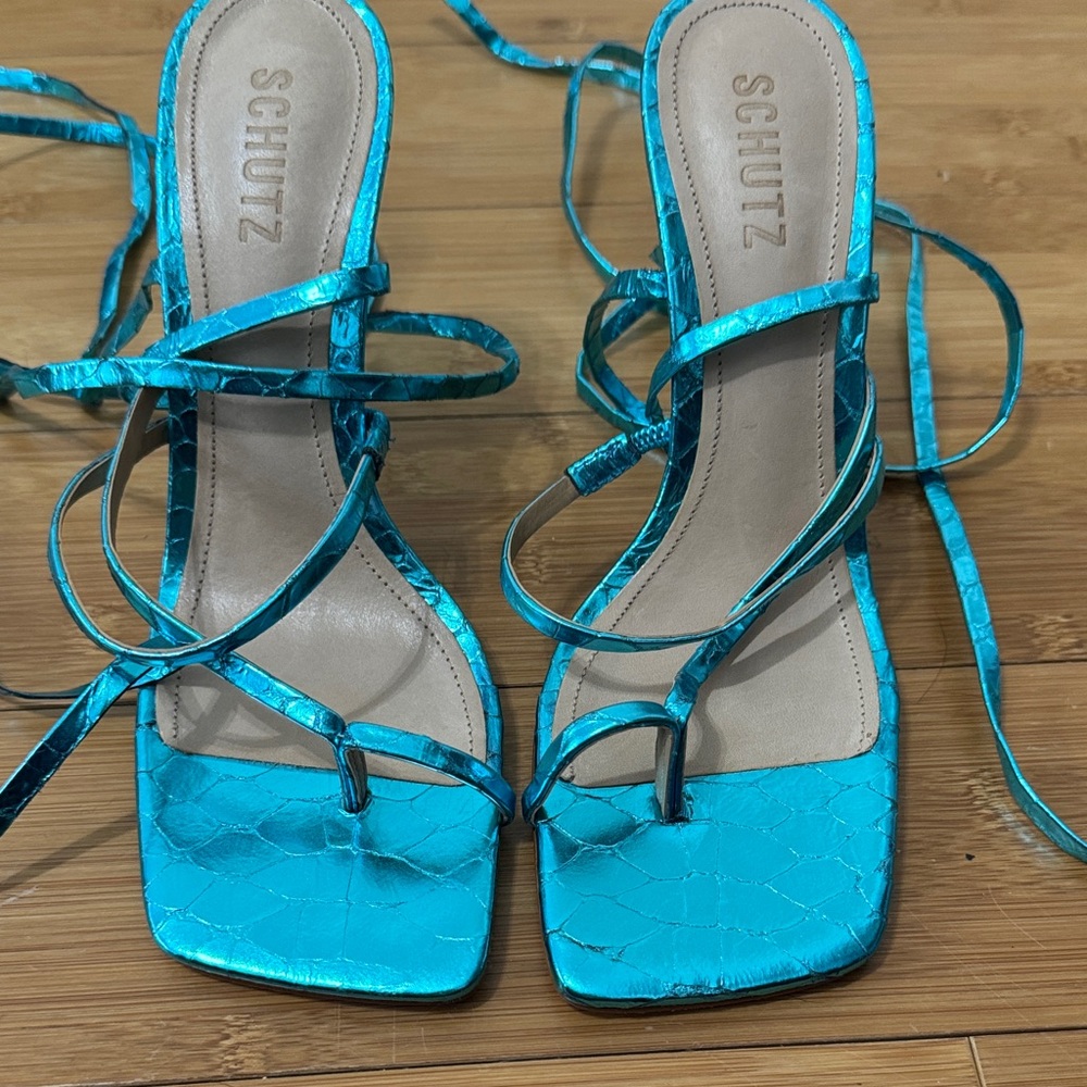 SCHUTZ Vibrant Blue Strappy Heels
